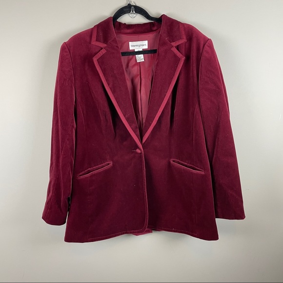 Dark academia/light Academia, Burgundy Velvet, Long lined blazer, plus size 18 - Picture 9 of 13